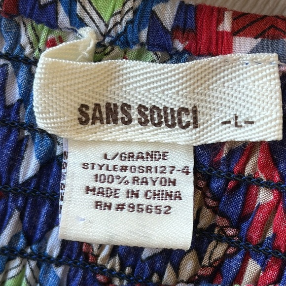 Sans Souci vibrant print rayon jumpsuit, size L - Picture 9 of 10